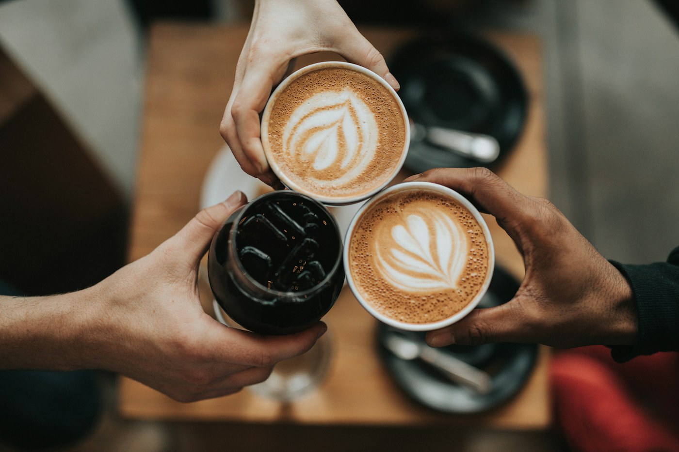 Coffee being prepared in a compact kitchen